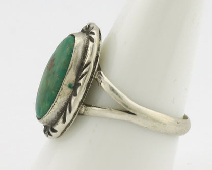 Navajo Ring .925 Silver Kingman Turquoise Native Artist Signed C.80's