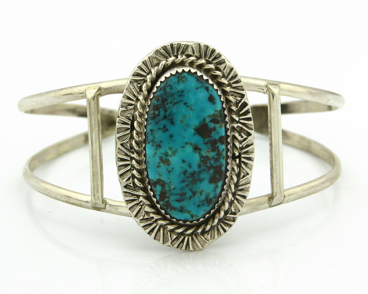 Navajo Bracelet .925 Silver Southwest Turquoise Cuff Artist Native C.80's