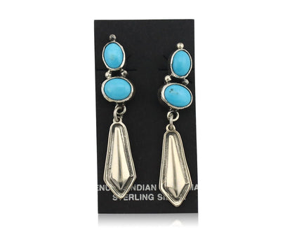 Navajo Earrings 925 Silver Natural Blue Turquoise Native American Earrings C80's
