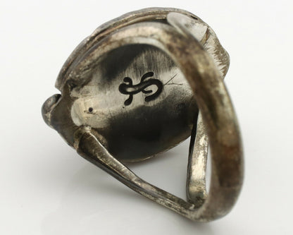 Navajo Ring .925 Silver Blue Turquoise Artist Signed Gecko C.1980's