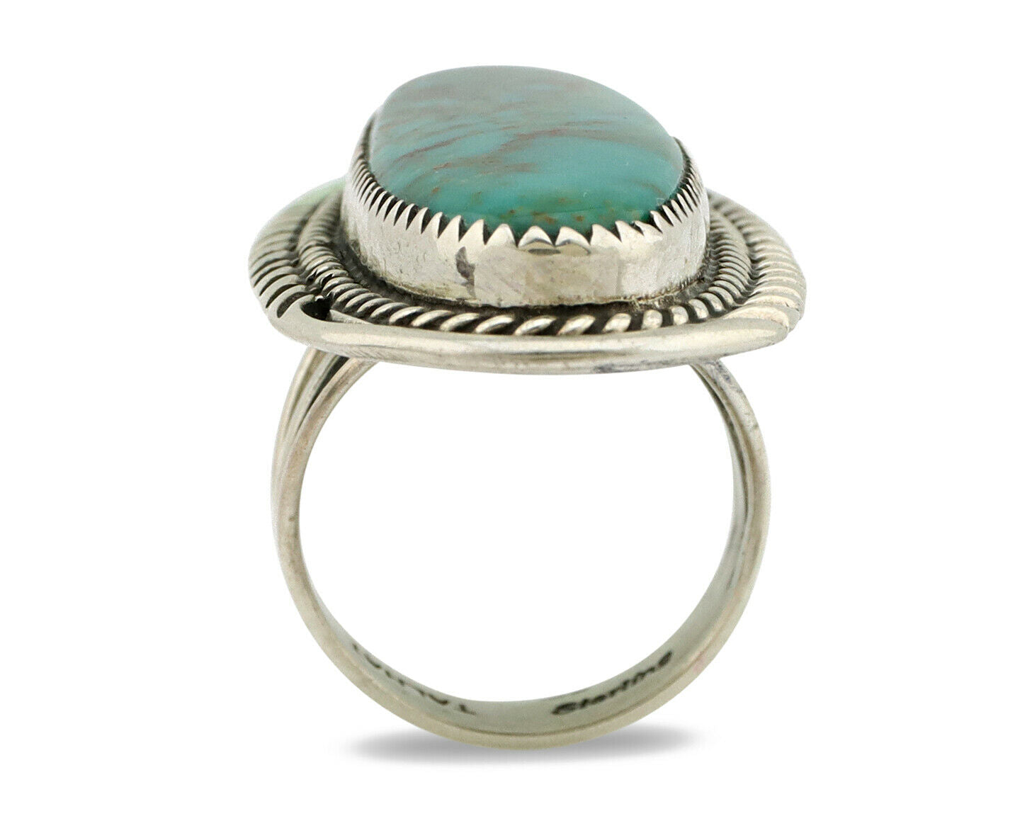 Navajo Ring .925 Silver Turquoise Mountain Artist Talhat C.80's