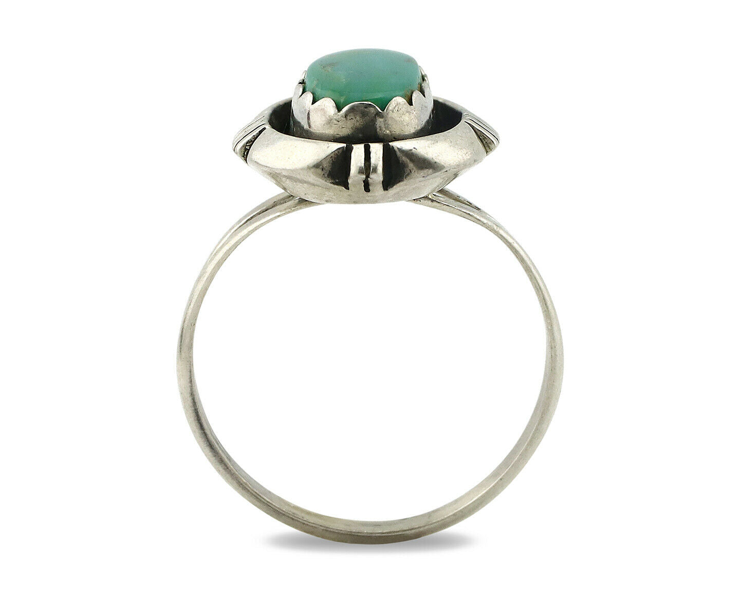 Navajo Ring .925 Silver Kingman Turquoise Handmade Native American Artist C.80's