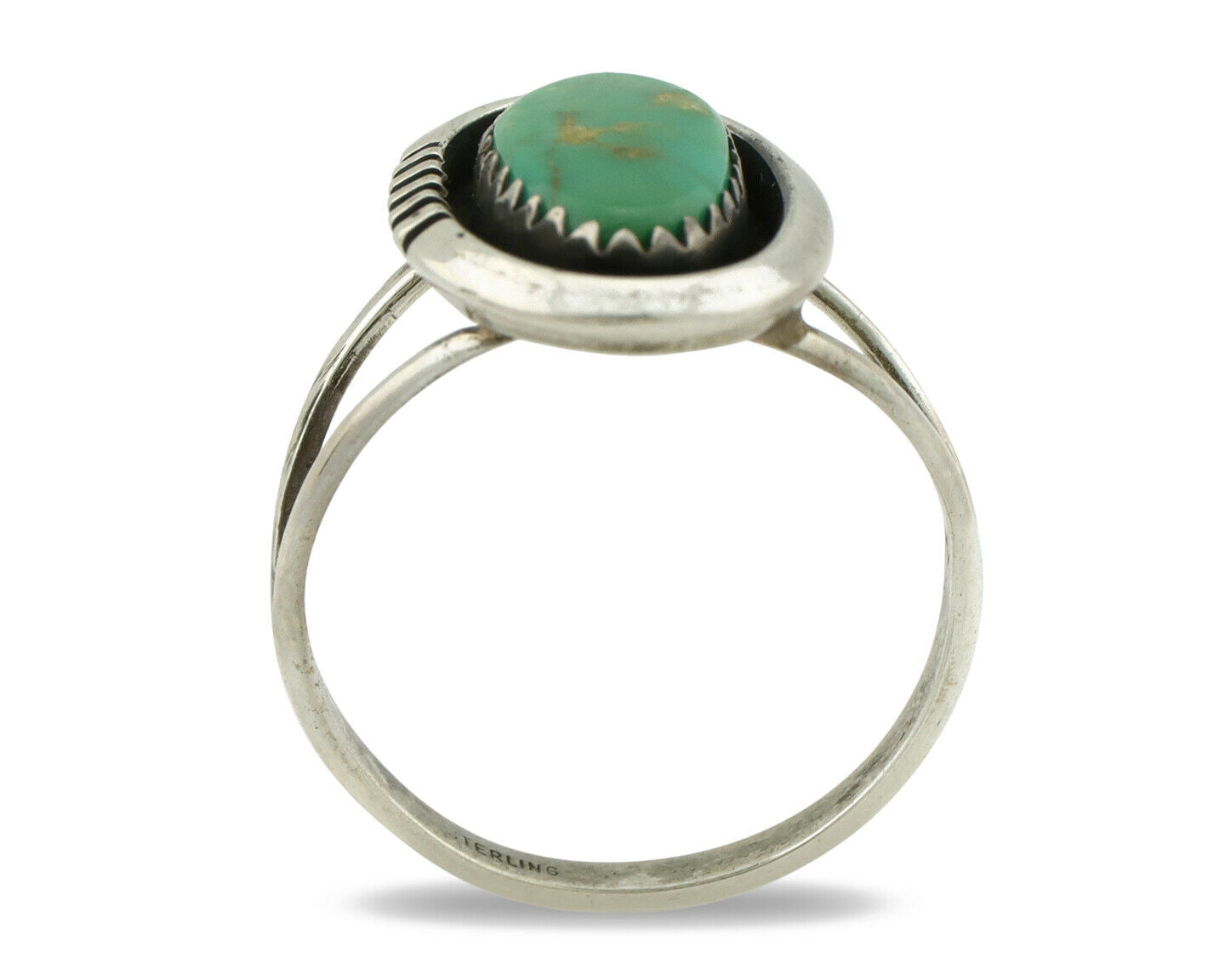 Navajo Ring .925 Silver Green Turquoise Native American Artist Handmade C.80's