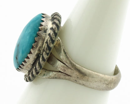 Navajo Ring .925 Silver Natural Blue Turquoise Native American Artist C.1980's
