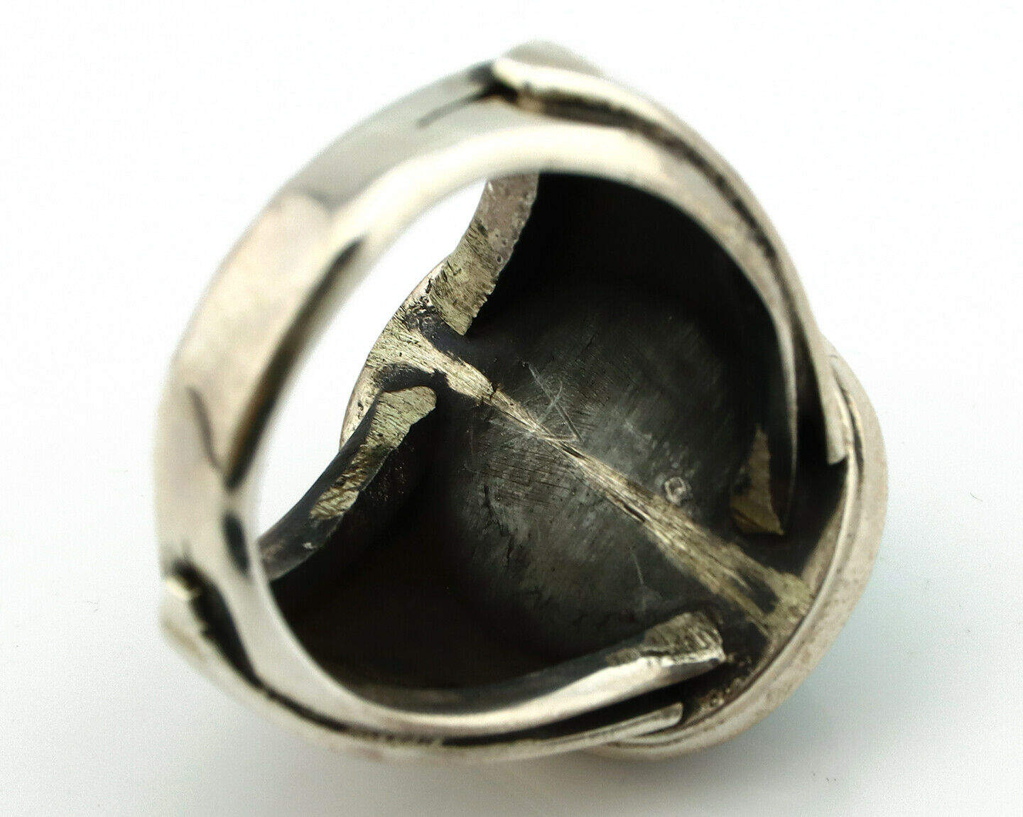 Navajo Ring .925 Silver Blue Gem Turquoise Native American Artist C.80's