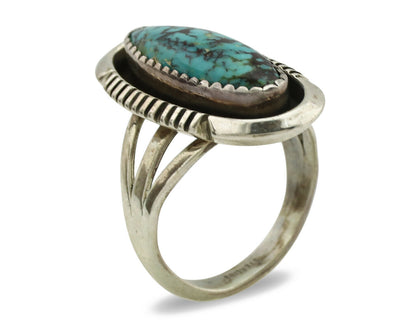Navajo Ring .925 Silver Spiderweb Native American Artist Signed B C.1980's