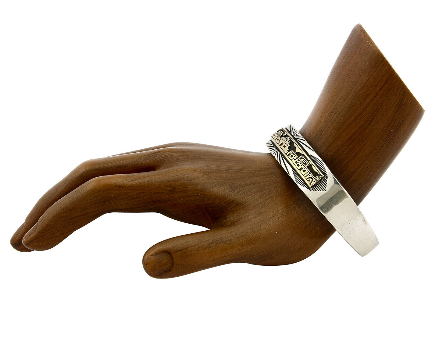 Navajo Bracelet .925 Silver SOLID 14k Yellow Gold Signed MM Rogers & EG C80-90s