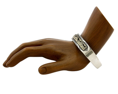 Navajo Bracelet .925 Silver SOLID 14k Yellow Gold Signed MM Rogers & EG C80-90s