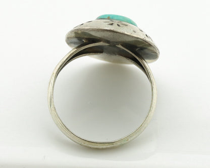 Navajo Ring .925 Silver Natural Blue Turquoise Native American Artist C.1980's