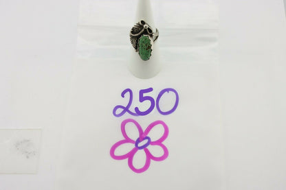 Navajo Ring .925 Silver Kingman Turquoise Native American Signed C.80's