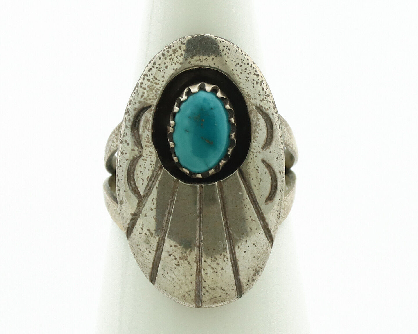 Navajo Ring .925 Silver Easter Blue Turquoise Native American Artist C.1980's