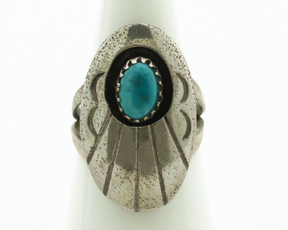 Navajo Ring .925 Silver Easter Blue Turquoise Native American Artist C.1980's