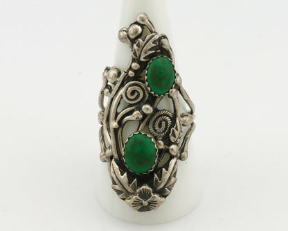 Navajo Ring .925 Silver Green Southwest Turquoise Signed Prairie Fire C.80's