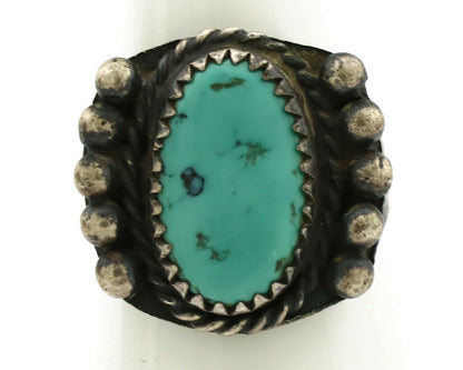 Navajo Ring .925 Silver Kingman Turquoise Artist Signed FA C.1980's