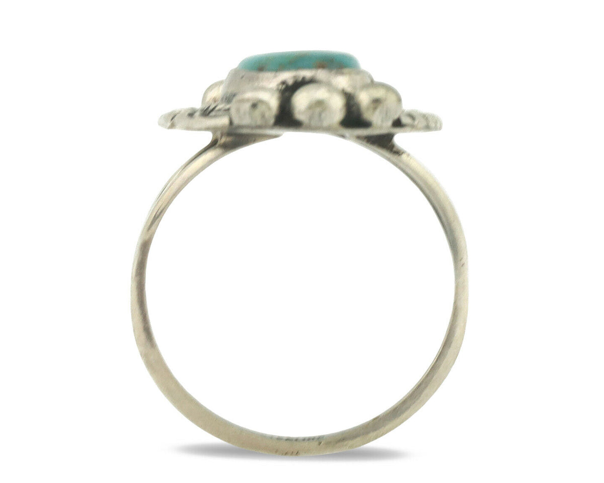 Navajo Ring .925 Silver Natural Turquoise Artist Signed Native American C.80's