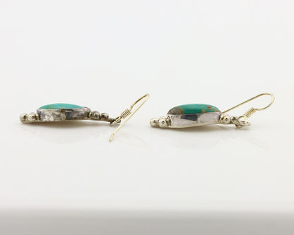 Navajo Earrings 925 Silver Blue Gem Turquoise Native American Artist C.80's