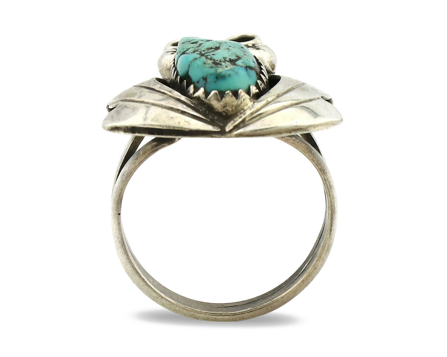 Navajo Ring .925 Silver Sleeping Beauty Turquoise Native Artist C.1980's