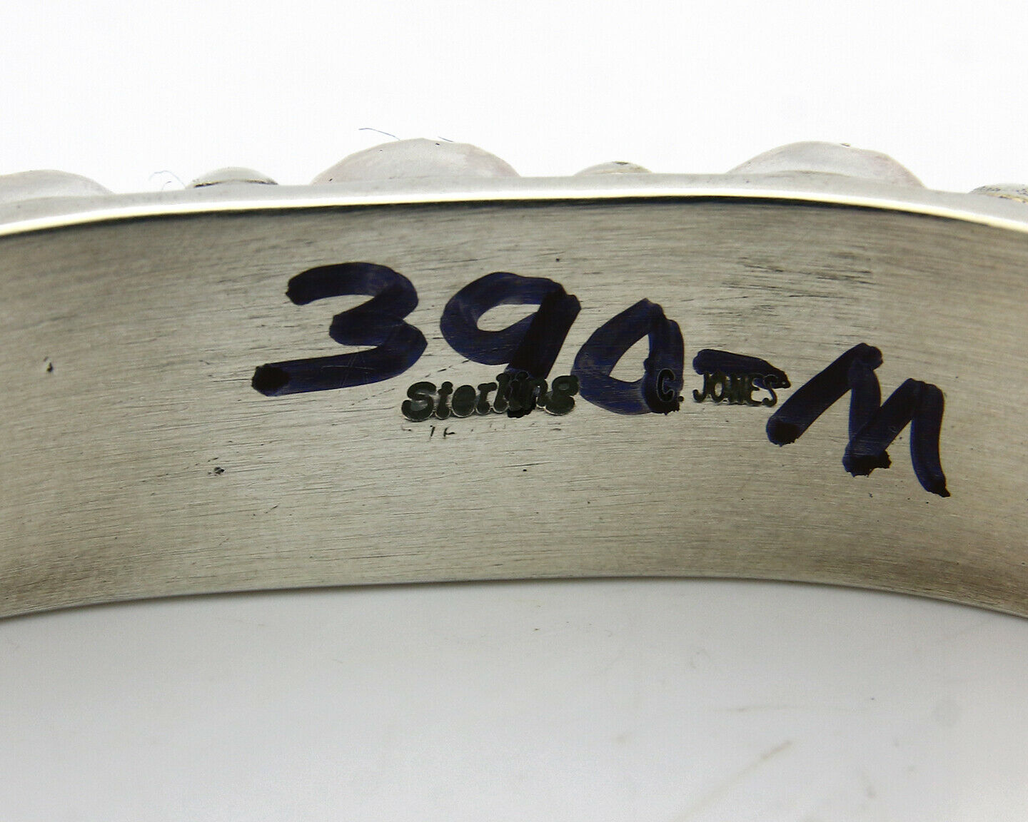 Navajo Bracelet .925 Silver Natural Turquoise Signed C Jones C.80's