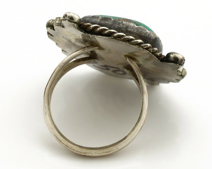 Navajo Ring .925 Silver Kingman Turquoise Artist Signed CC C.1980's