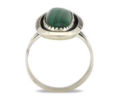 Navajo Ring 925 Silver Natural Malachite Artist Signed William Denetdale C.80's