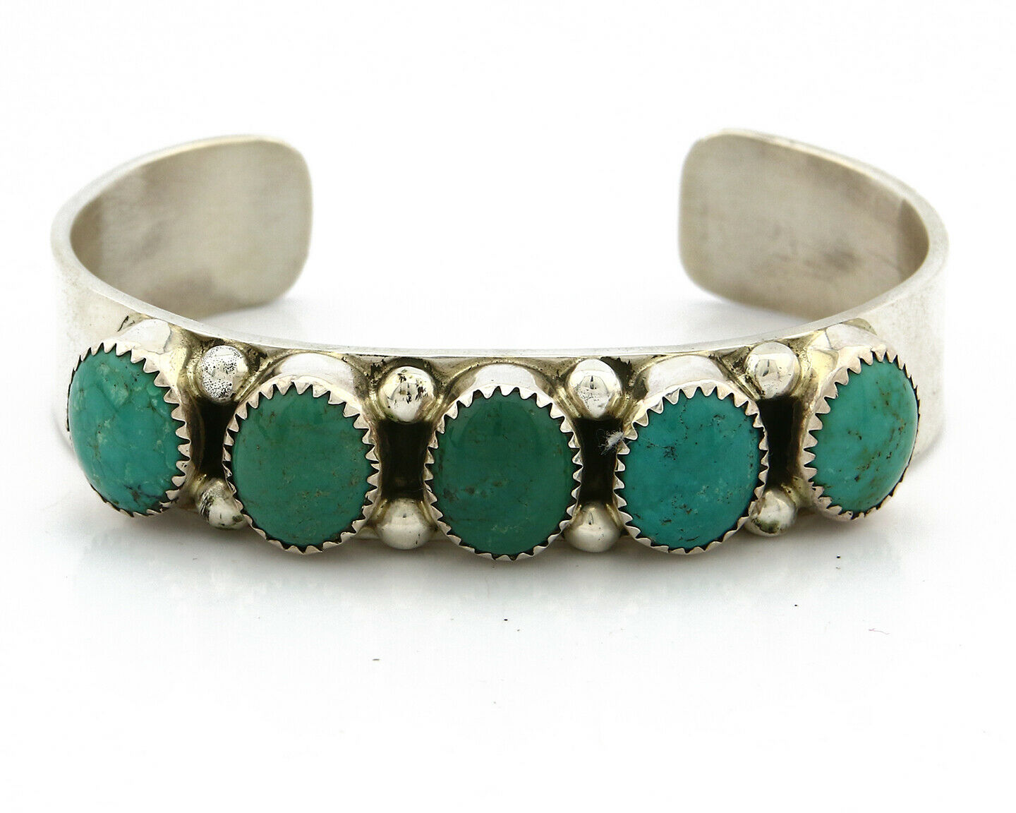 Navajo Bracelet .925 Silver Natural Turquoise Signed C Jones C.80's
