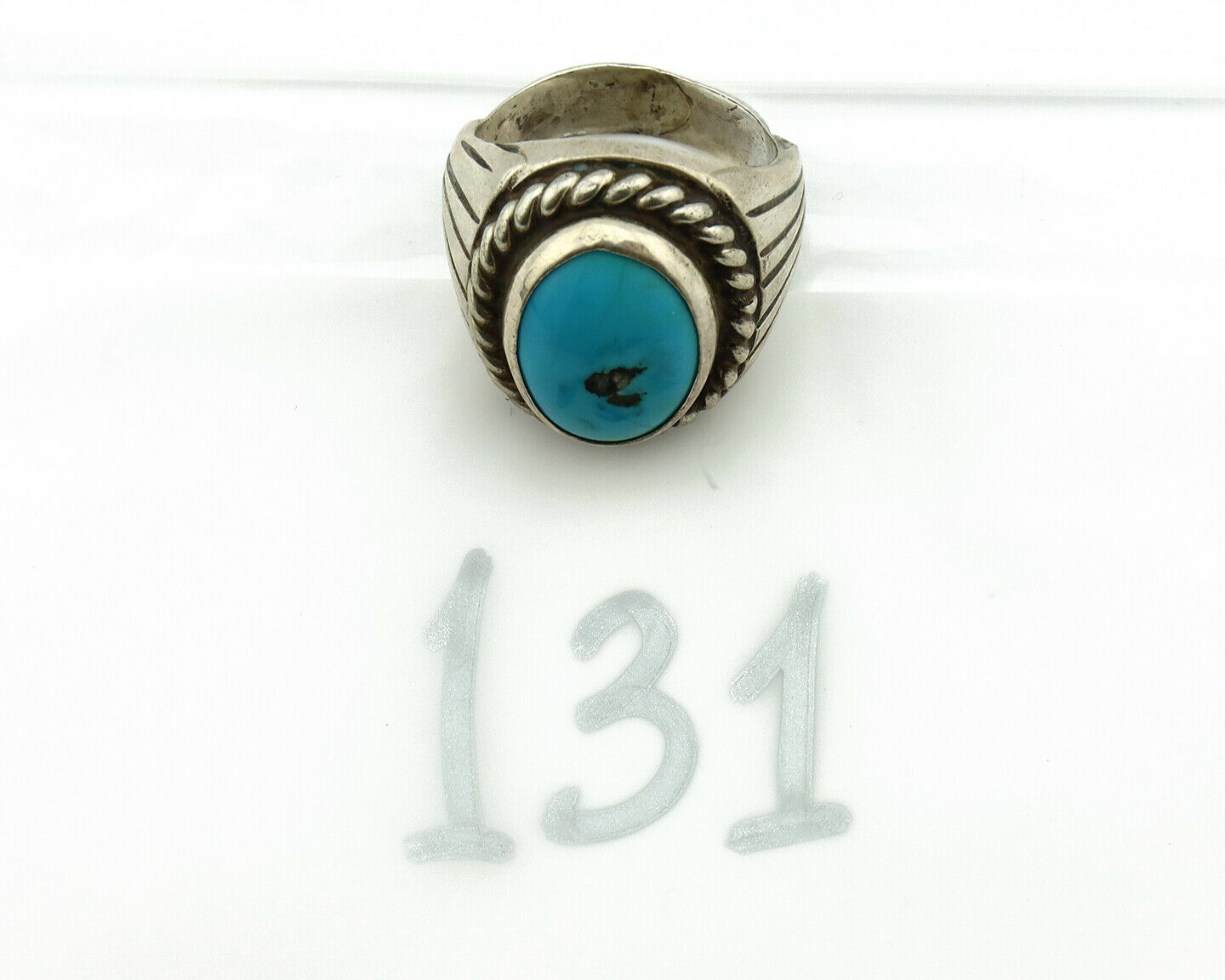Navajo Ring .925 Silver Blue Southwest Artist Signed C Montoya C.80's