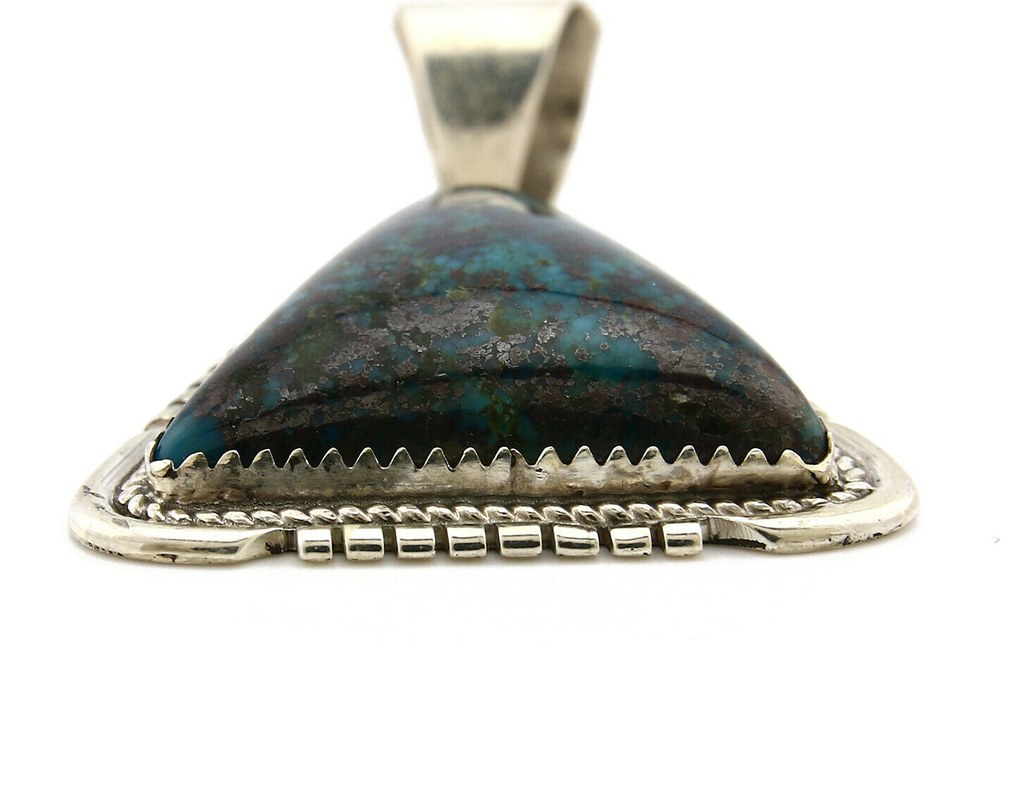 Navajo Pendant .925 Silver Diamond Turquoise Signed Artist A C.80's