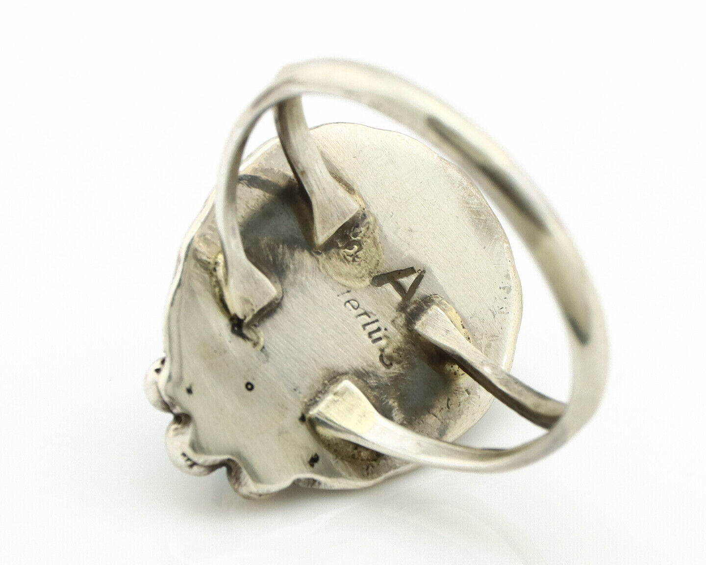 Navajo Ring .925 Silver Blue Turquoise Artist Signed Anna Begay C.1980's