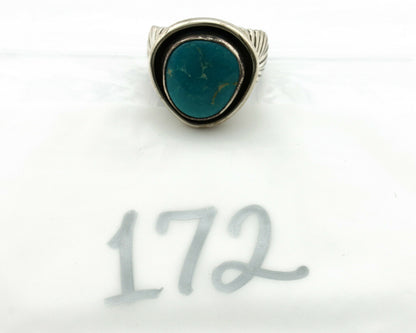 Navajo Ring .925 Silver Blue Gem Turquoise Artist Signed DZ C.80's