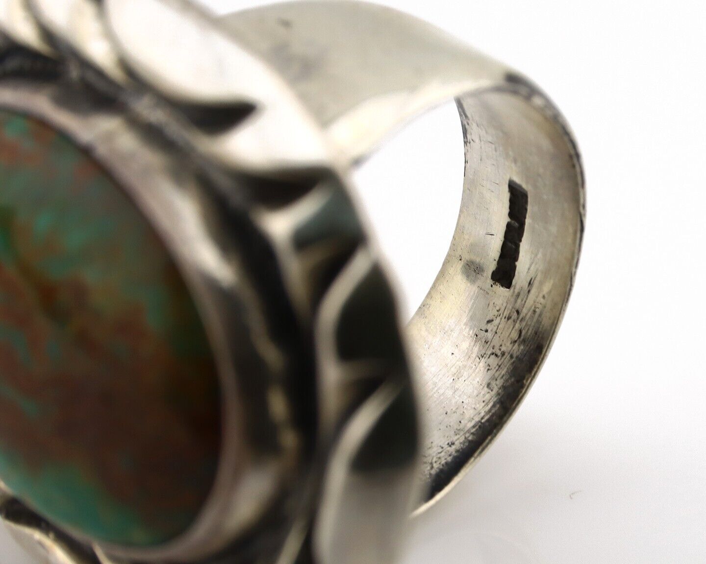 Navajo Ring 925 Silver Kingman Turquoise Native Artist Signed C Montoya C.80's