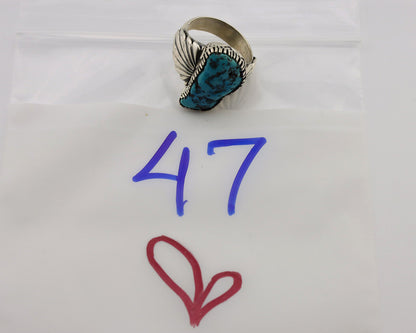 Navajo Ring .925 Silver Sleeping Beauty Turquoise Artist Signed DK C.80's
