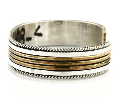 Navajo Bracelet SOLID .925 Silver & 12K Gold Filled Signed Artist TAHE C1980's