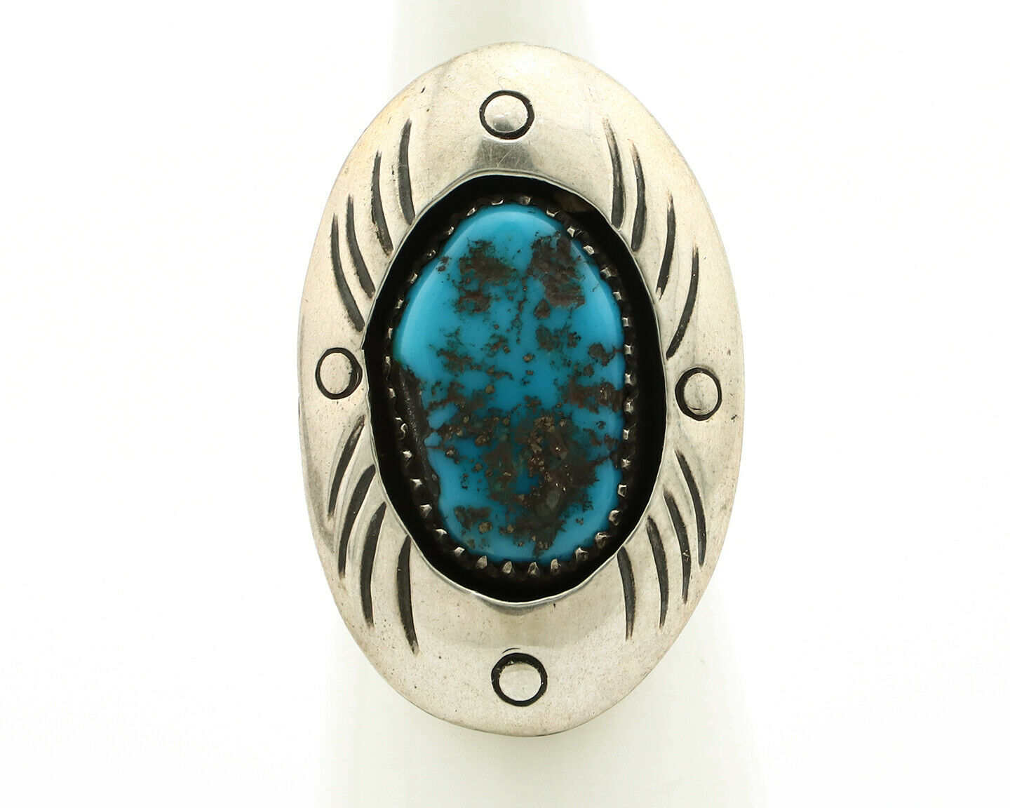 Navajo Handmade Ring .925 Silver Blue Turquoise Artist Signed WC C.1980's