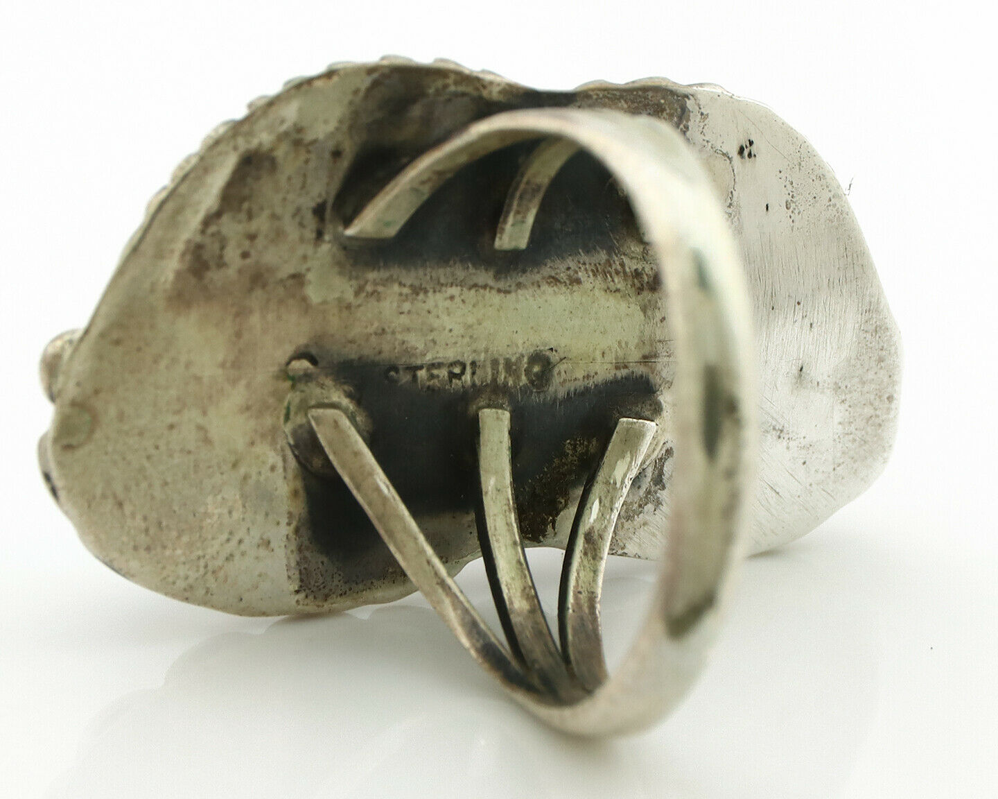 Navajo Ring .925 Silver Turquoise & Coral Artist Signed Thomas Singer C.80's