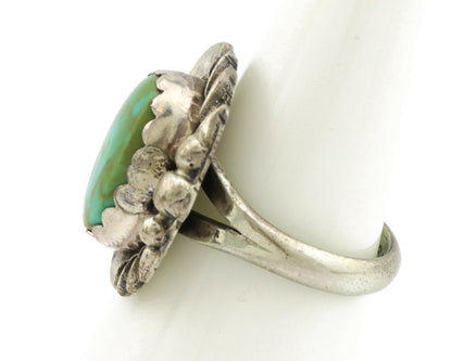 Navajo Ring .925 Silver Kingman Turquoise Native American Artist C.1980's
