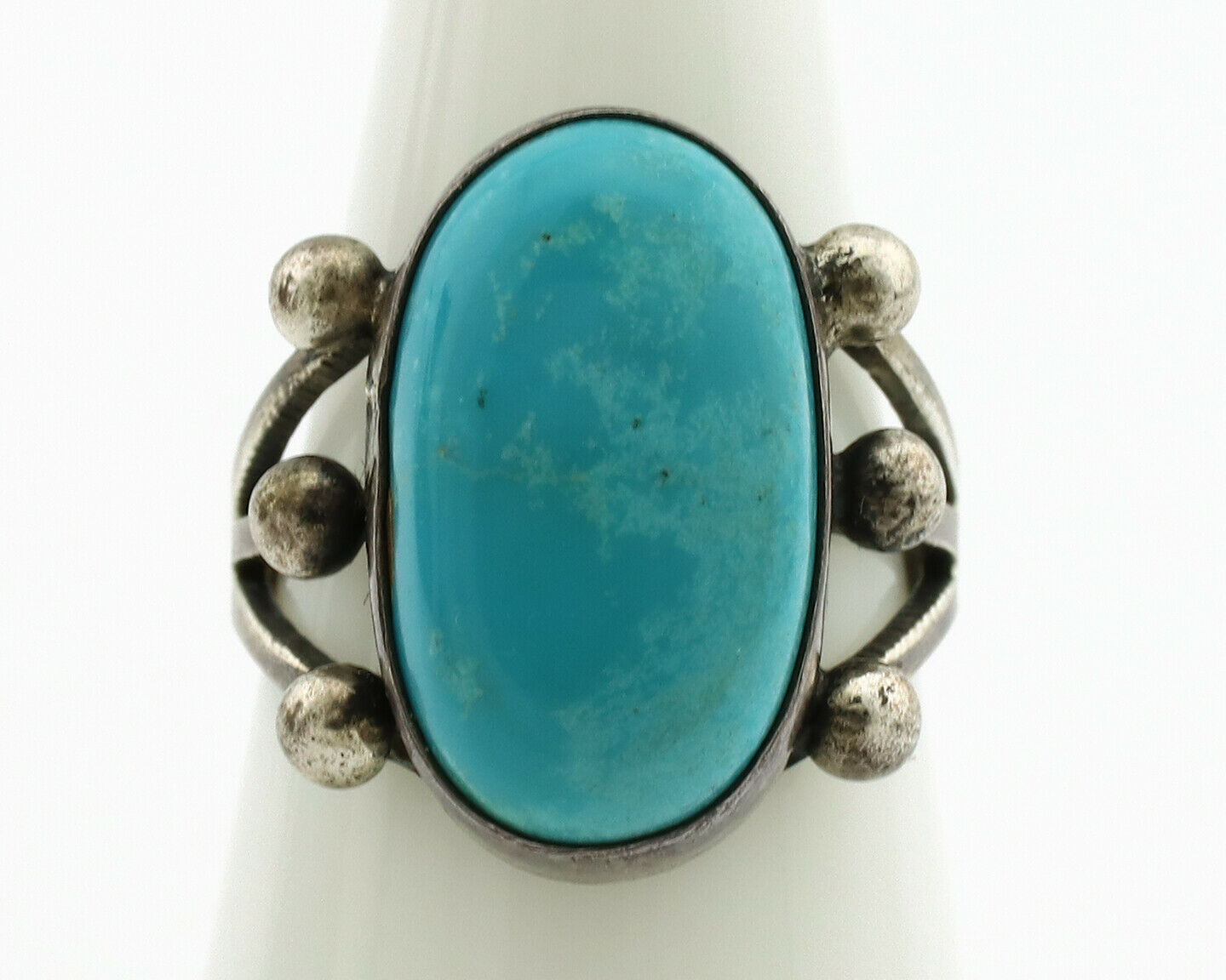 Navajo Ring .925 Silver Blue Turquoise Native American Artist C.1980's