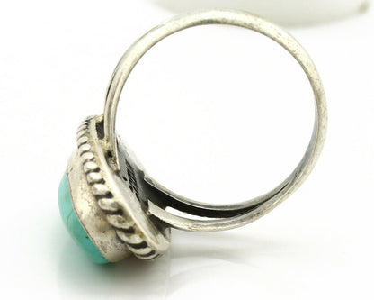 Navajo Ring .925 Silver Kingman Turquoise Native American Artist C.1980's