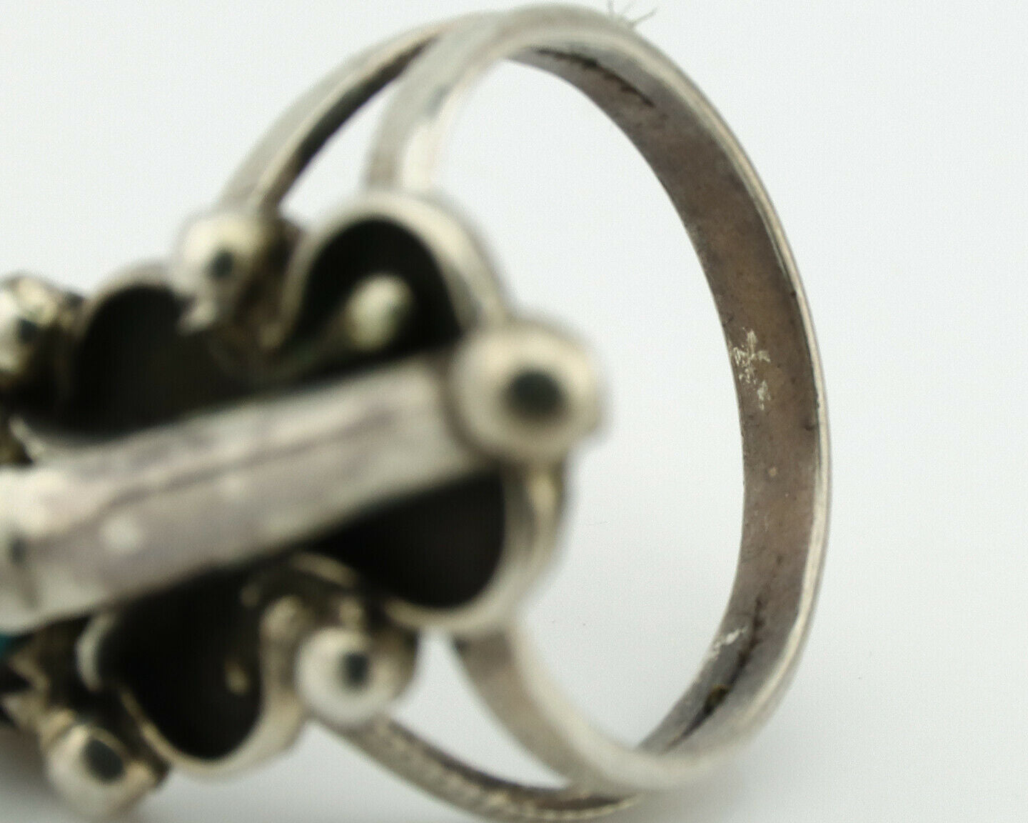 Navajo Ring .925 Silver Natural Blue Turquoise Native Artist C.80's