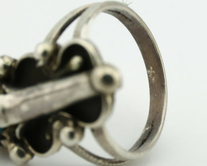 Navajo Ring .925 Silver Natural Blue Turquoise Native Artist C.80's