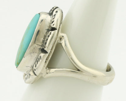 Navajo Ring .925 Silver Natural Mined Turquoise Artist Signed Gecko C.80's