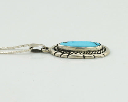 Navajo Necklace 925 Silver Sleeping Beauty Turquoise Signed M Montoya C.80's
