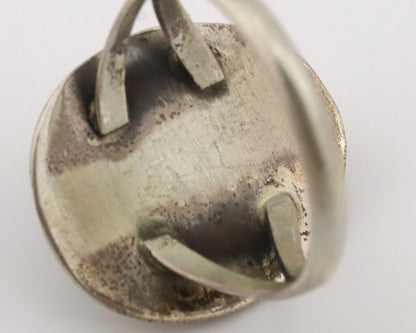 Navajo Ring .925 Silver Spiderweb Turquoise Native American Artist C.1980's