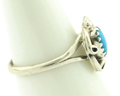 Navajo Ring .925 Silver Natural Blue Turquoise Artist Signed SN C.80's