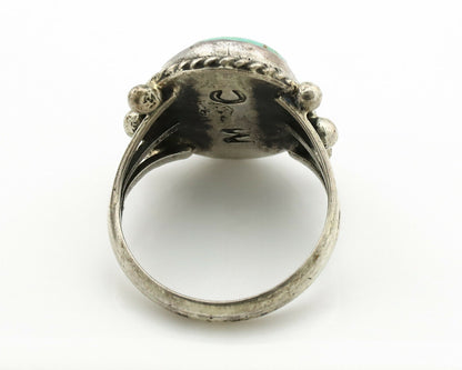 Navajo Ring .925 Silver Kingman Turquoise Artist Signed MC C.1980's