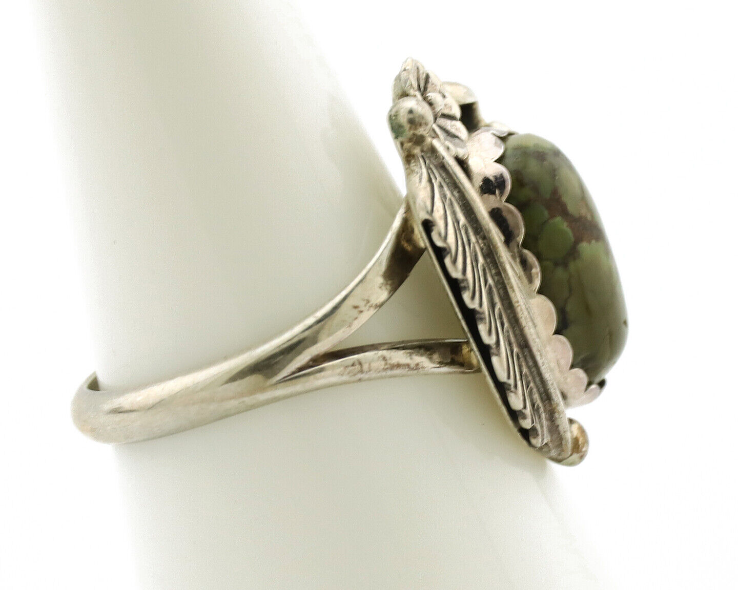 Navajo Ring .925 Silver Spiderweb Turquoise Native American Artist C.1980's