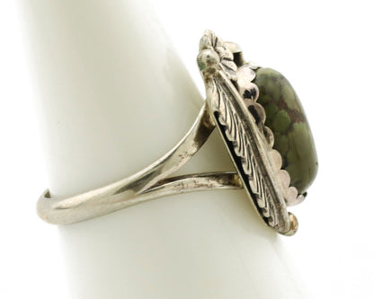 Navajo Ring .925 Silver Spiderweb Turquoise Native American Artist C.1980's