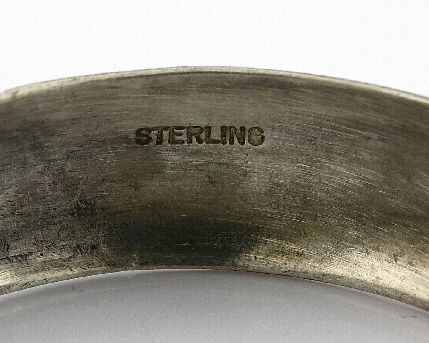 Navajo Bracelet .925 Silver Hand Stamped Artist Signed Tracy C.80's