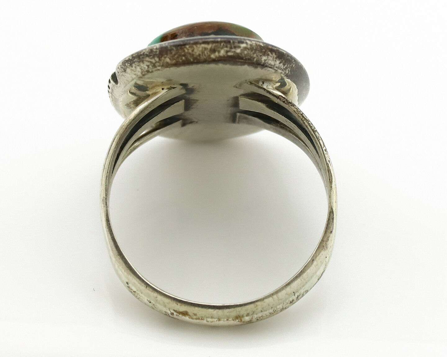 Navajo Ring .925 Silver Kingman Turquoise Native American Artist C.1980's