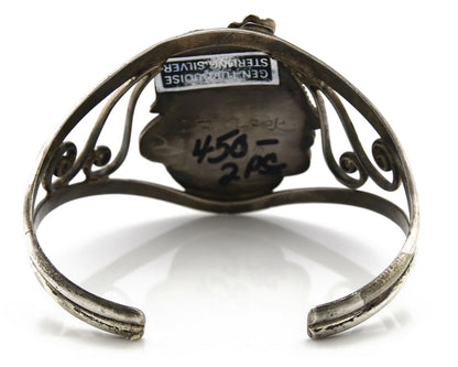 Women's Navajo Bracelet .925 Silver Color & Turquoise Signed D & J Clark C.70's