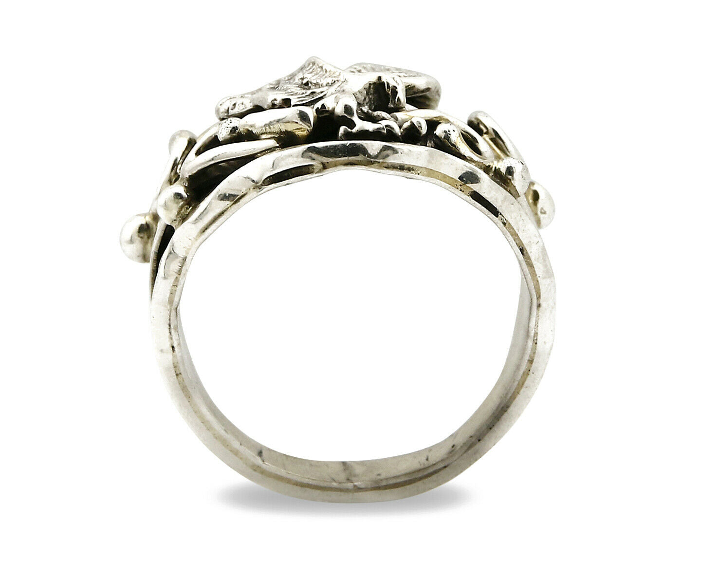 Navajo Eagle Ring .925 SOLID Silver Handmade Signed Artist S Circa 1980's